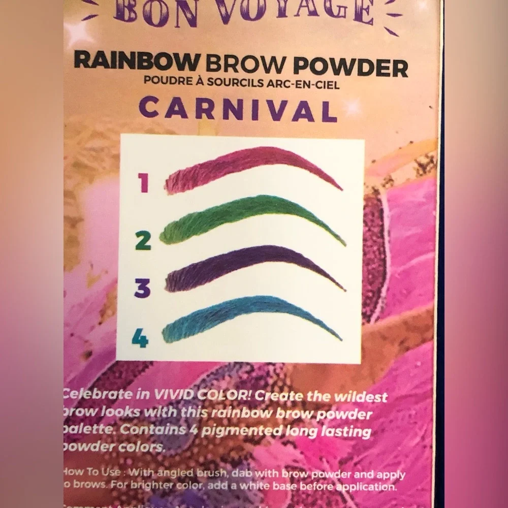 4quad Rainbow vibrant‎ carnival vibrant colors brow powder palette new Free